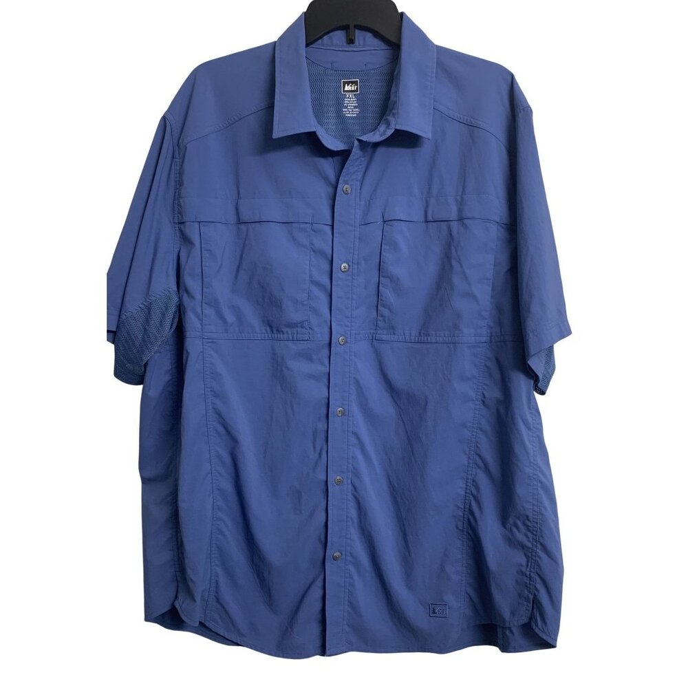 REI XXL‎ Outdoor Hiking Lightweight Shirt Button Up Casual Blue